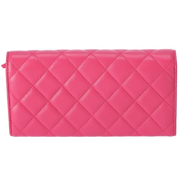 CHANEL Matelasse Long Flap Wallet Fuschia Pink Lambskin - Picture 2 of 6